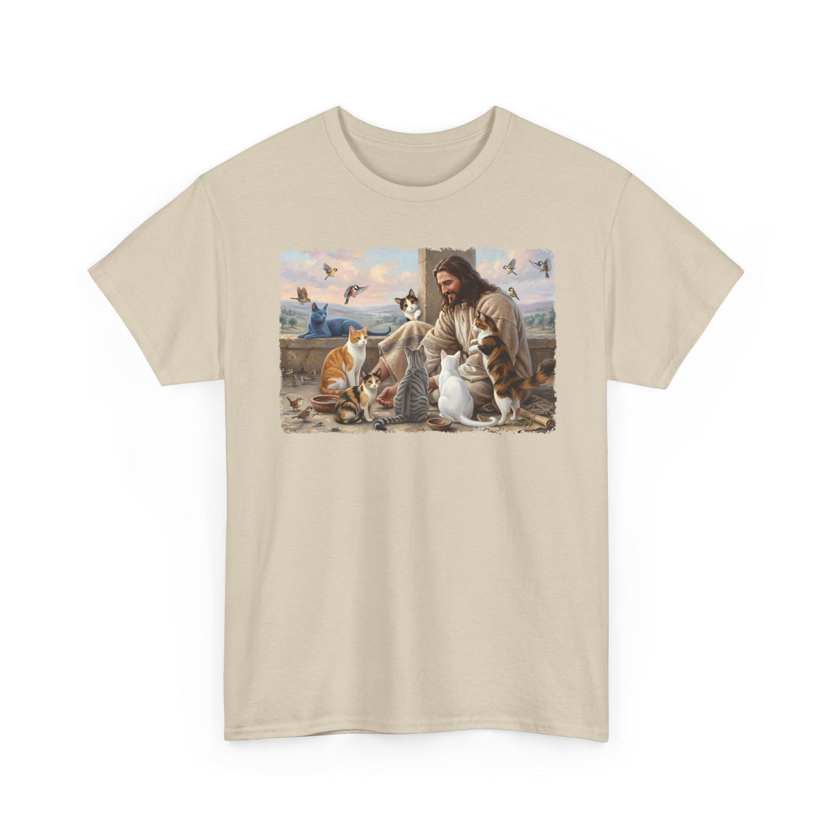 Jesus Surrounded by Cats T-Shirt — Religious Cat Lover Tee
