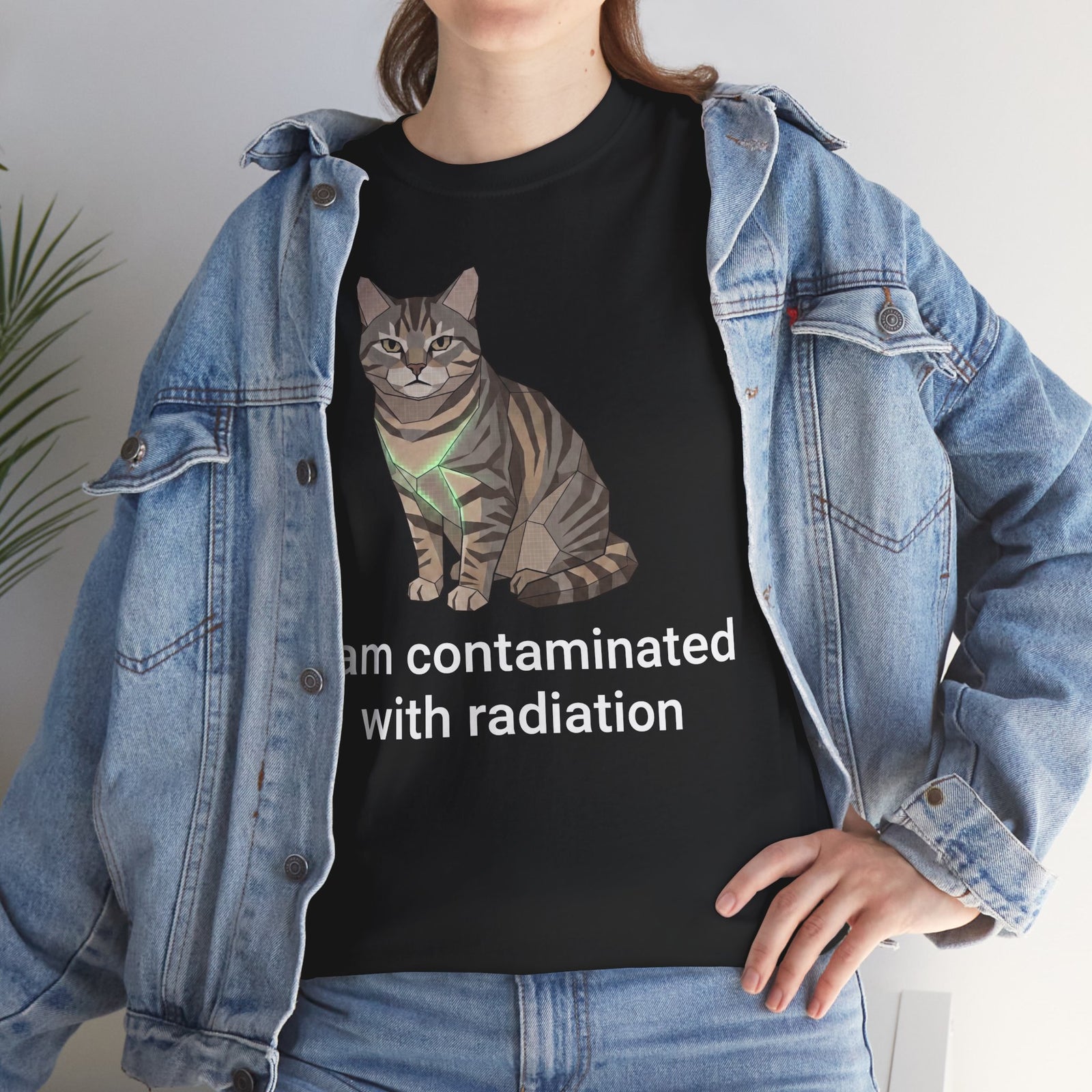 Funny Cat T-Shirt "I Am Contaminated with Radiation" Humorous Retro Radioactive Tee