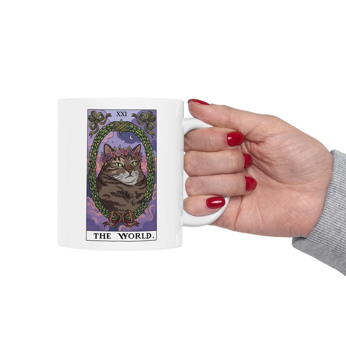 Cat the World Tarot Card Ceramic Mug