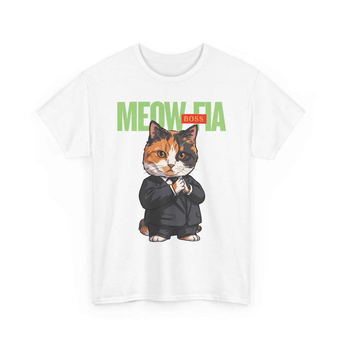 Meow-Fia Boss Mafia Calico Cat T-Shirt — Funny Mob Boss Feline Tee