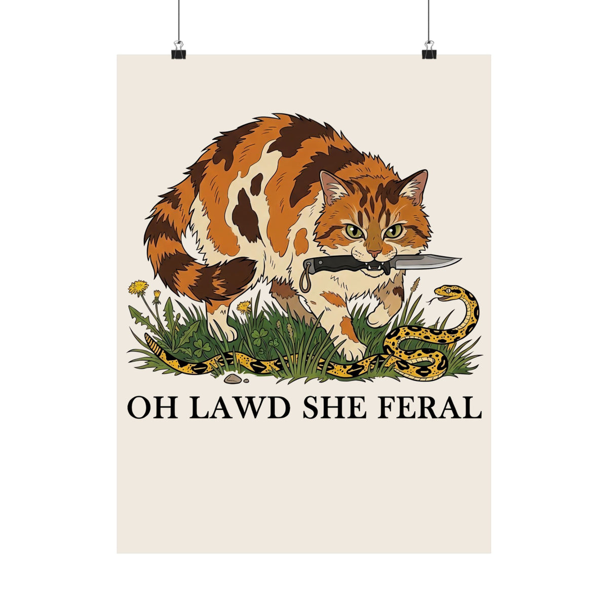 Feral Cats Poster — “Oh Lawd She Feral Cats!” Graphic Poster