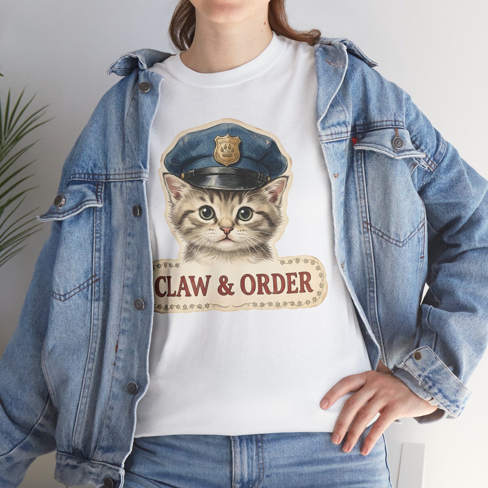 Claw and Order Cat T-Shirt — Funny Cat Crime Pun Tee