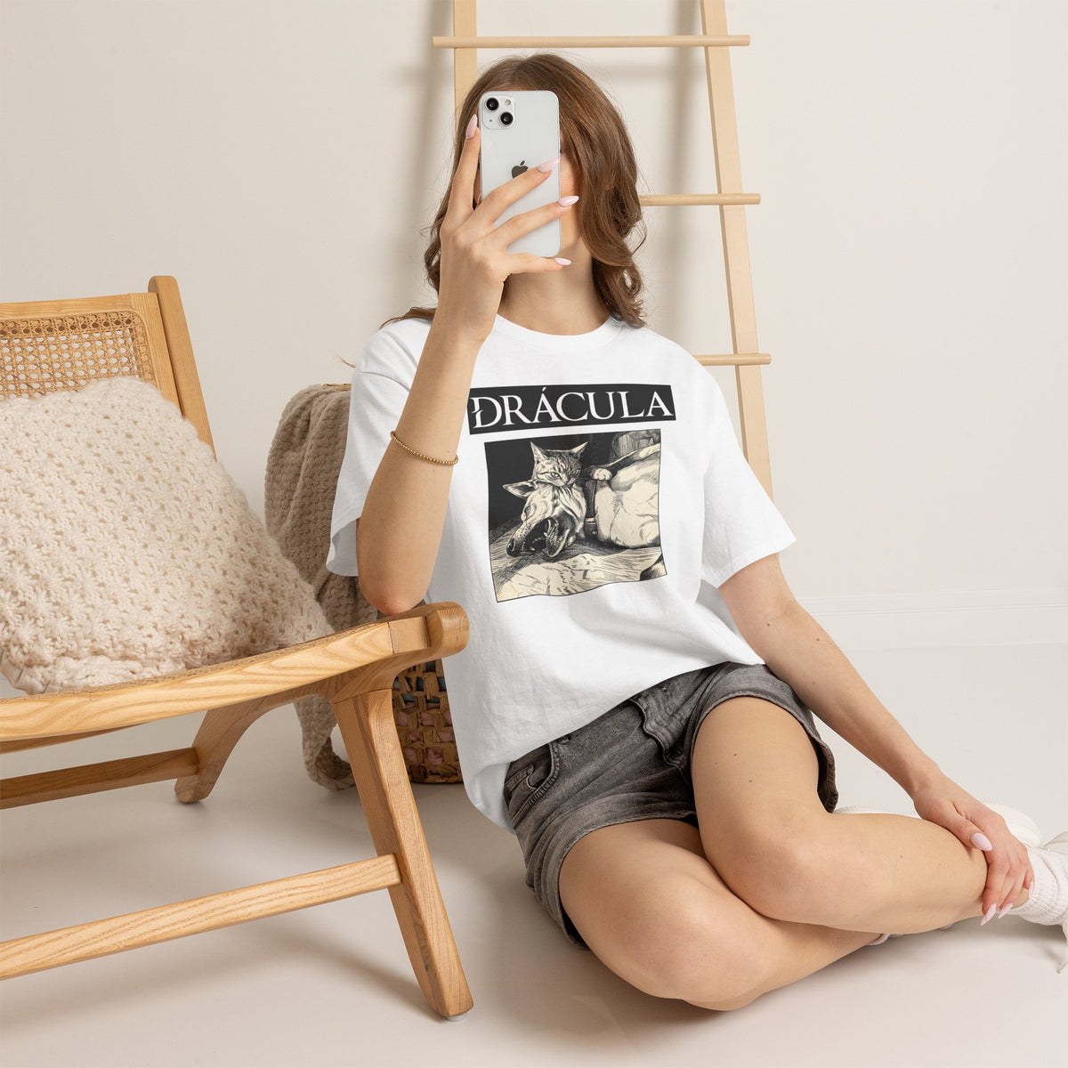 Dracula Cat Graphic Tee — Gothic Vintage Vampire Artwork T-Shirt