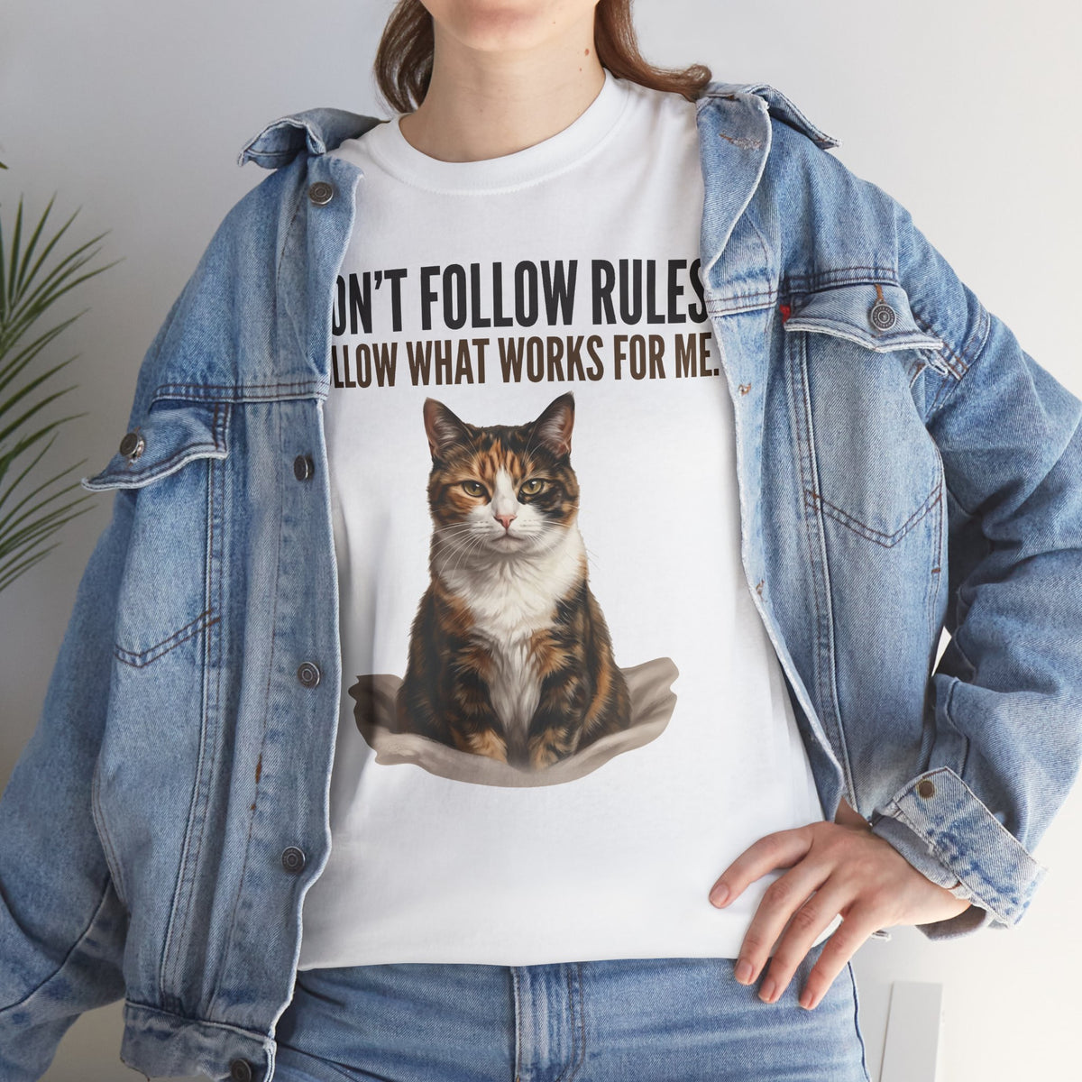 Cat Lover T-Shirt — “I Don't Follow Rules, I Follow What Works For Me” Graphic Tee