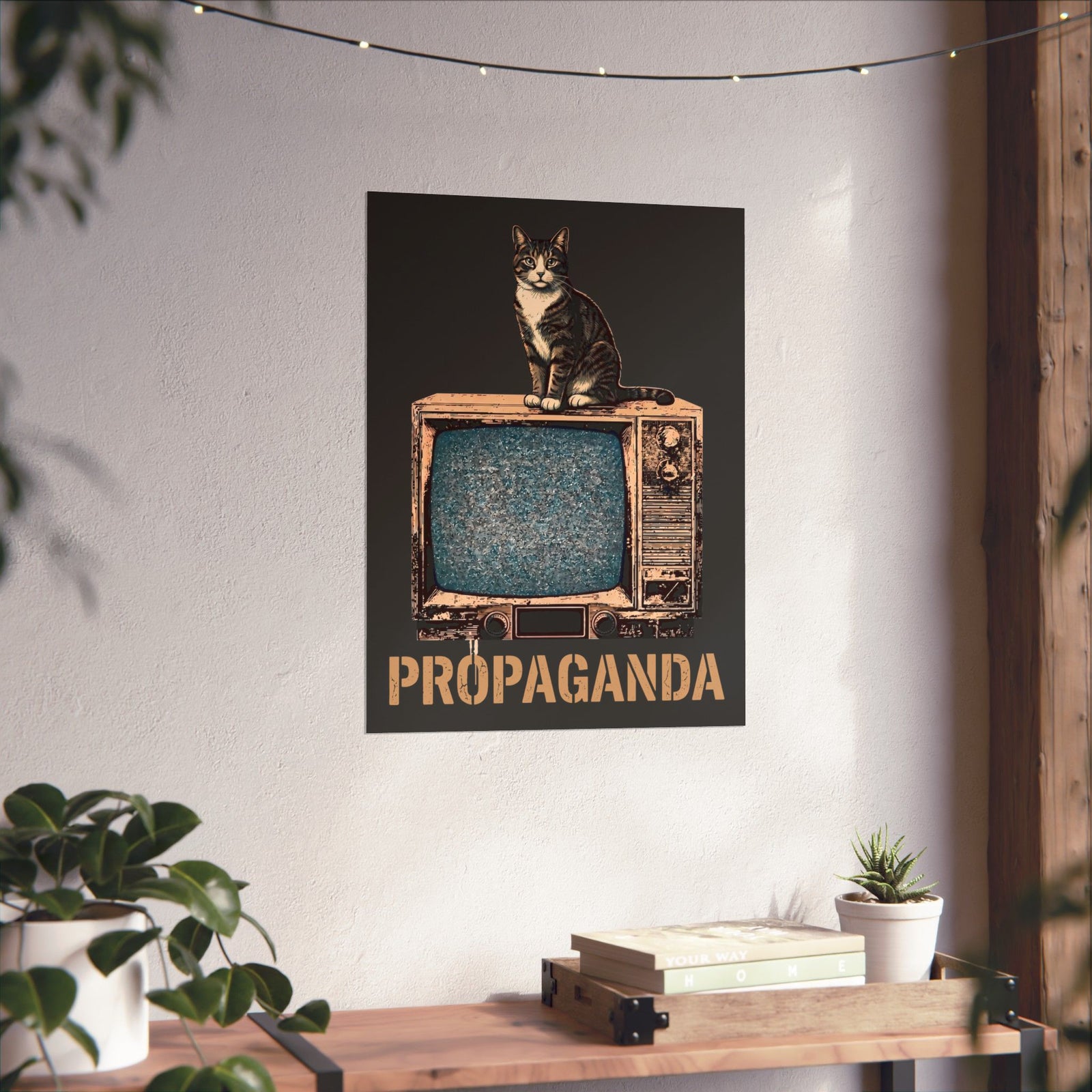 Propaganda Cat Poster — Funny Retro Vintage TV Tabby Poster