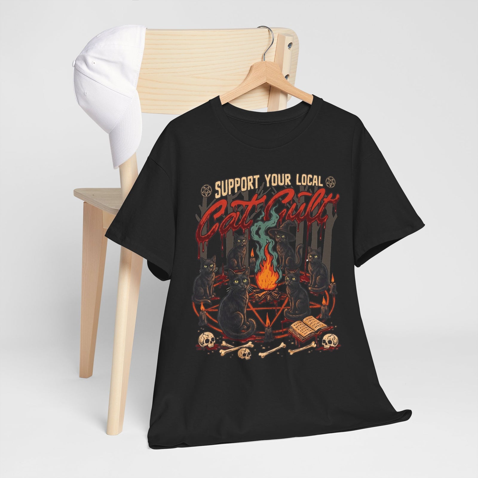 Support Your Local Cat Cult T-Shirt — Witchy Occult Black Cats Tee