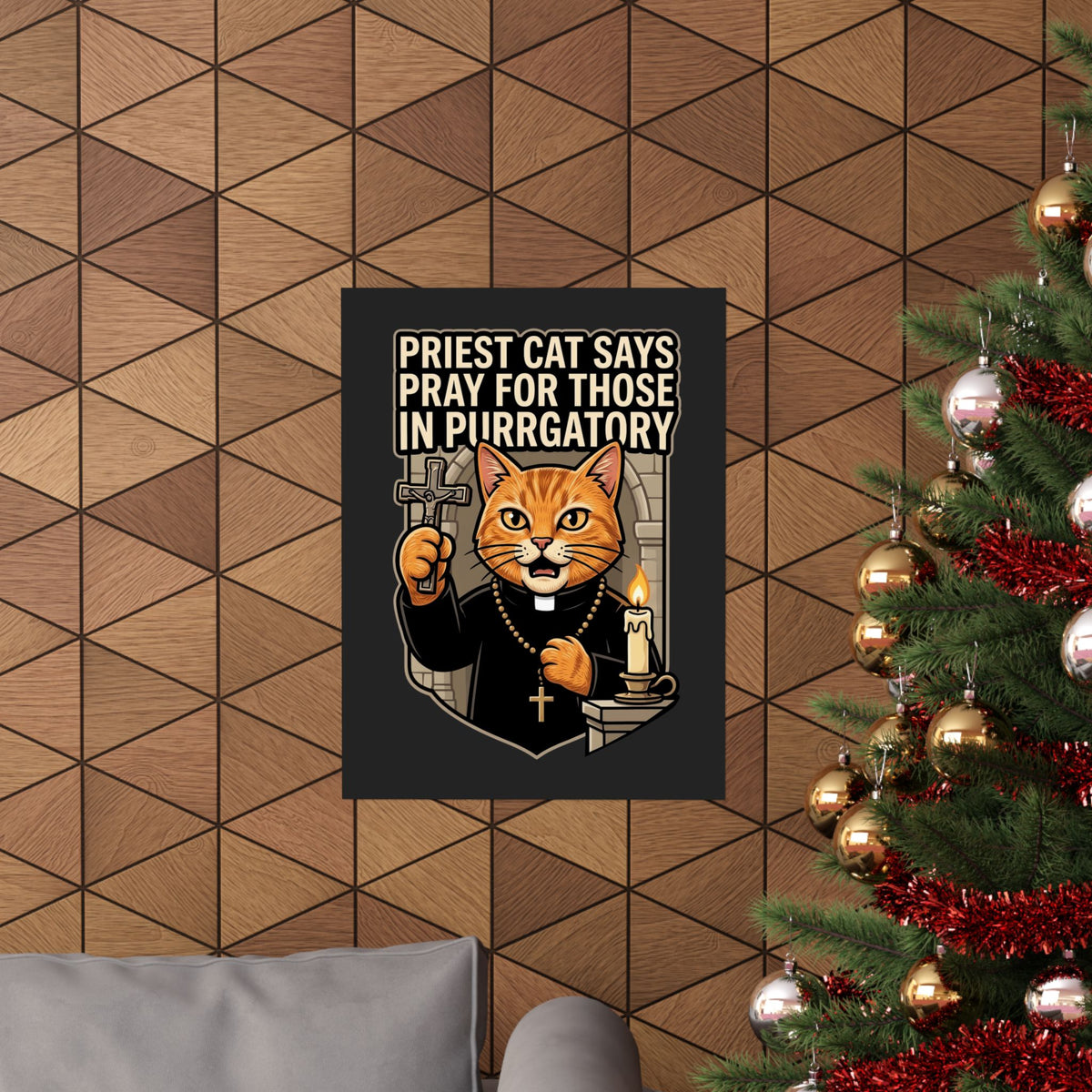 Priest Cat 'Pray For Those In Purratory' Poster