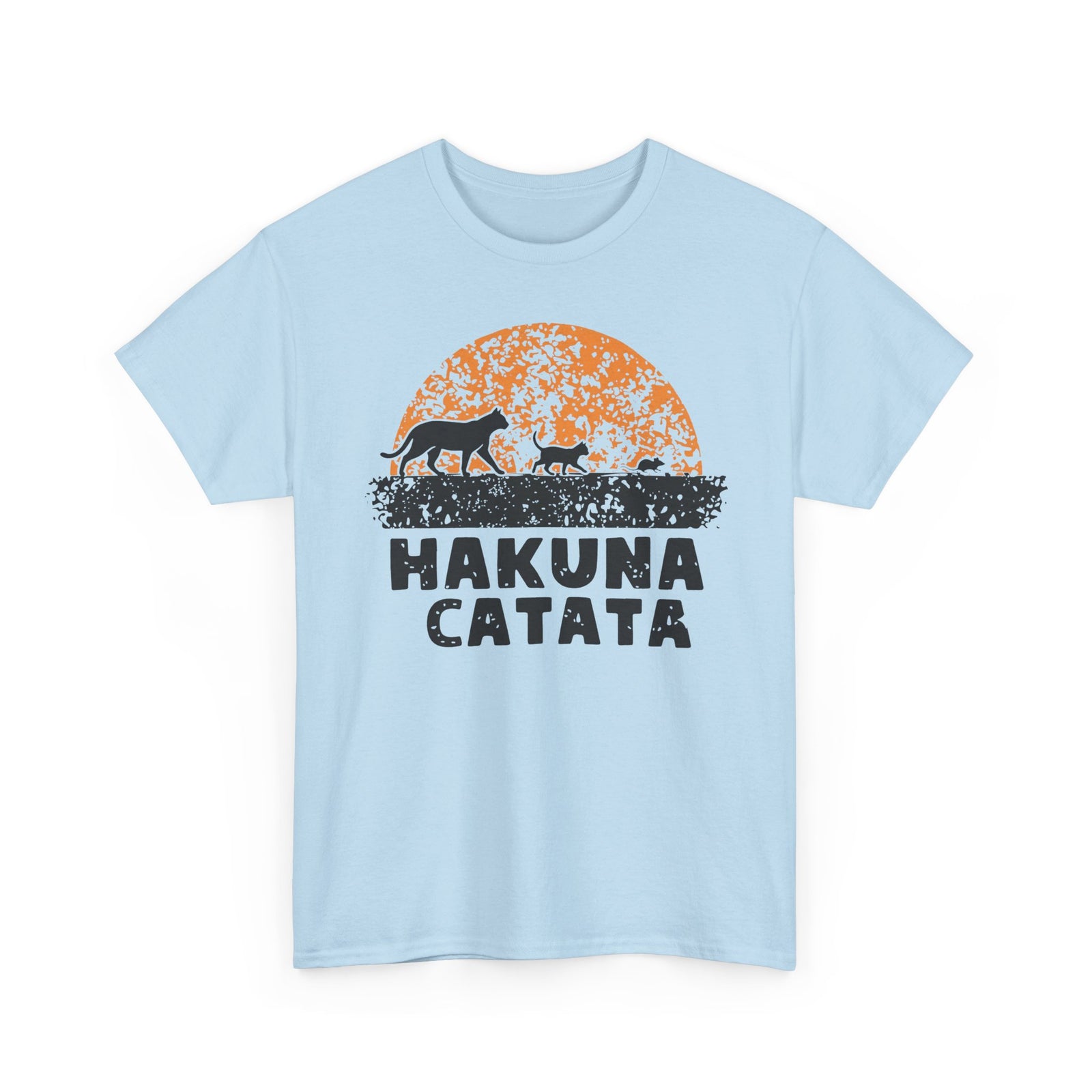 Hakuna Catata T‑Shirt — Funny Cat Rescue Tee with Sunset Silhouette
