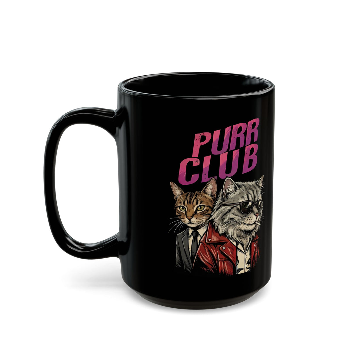 Purr Club Cat Black Mug
