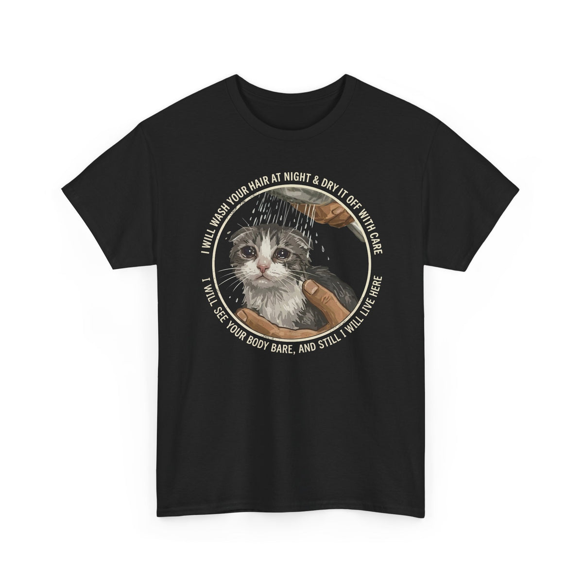 Kitten Rescue Tee — 'I Walk Into Your Hair at Night' Cute Cat Photo T-Shirt