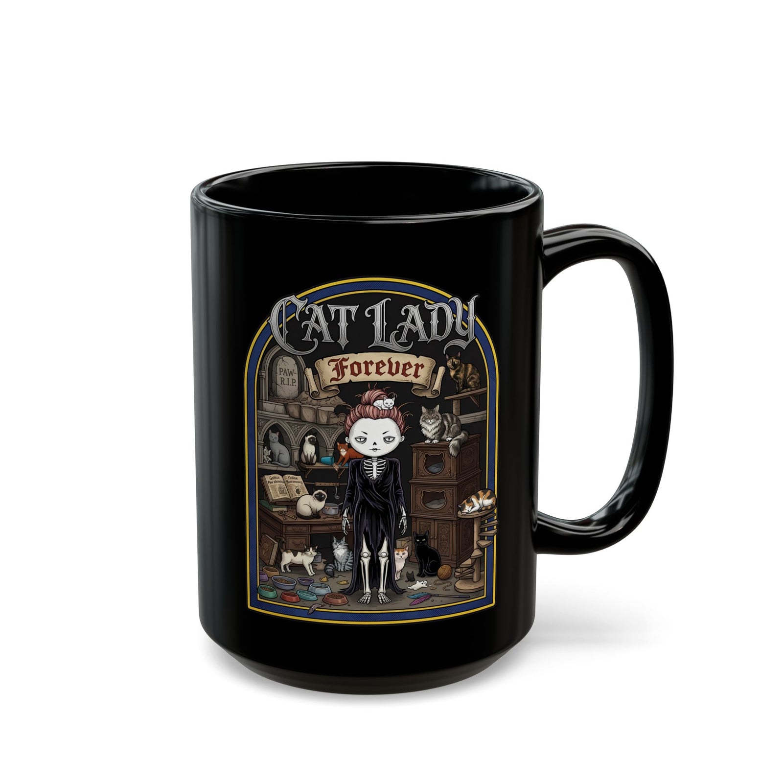 Cat Lady Black Mug Funny Cat Lover Mug