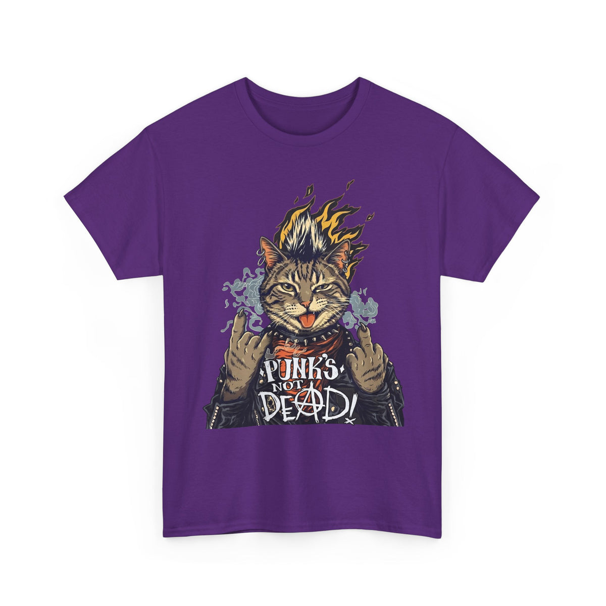 Punks Not Dead Cat T-Shirt — Funny Rebel Punk Rock Tabby Tee