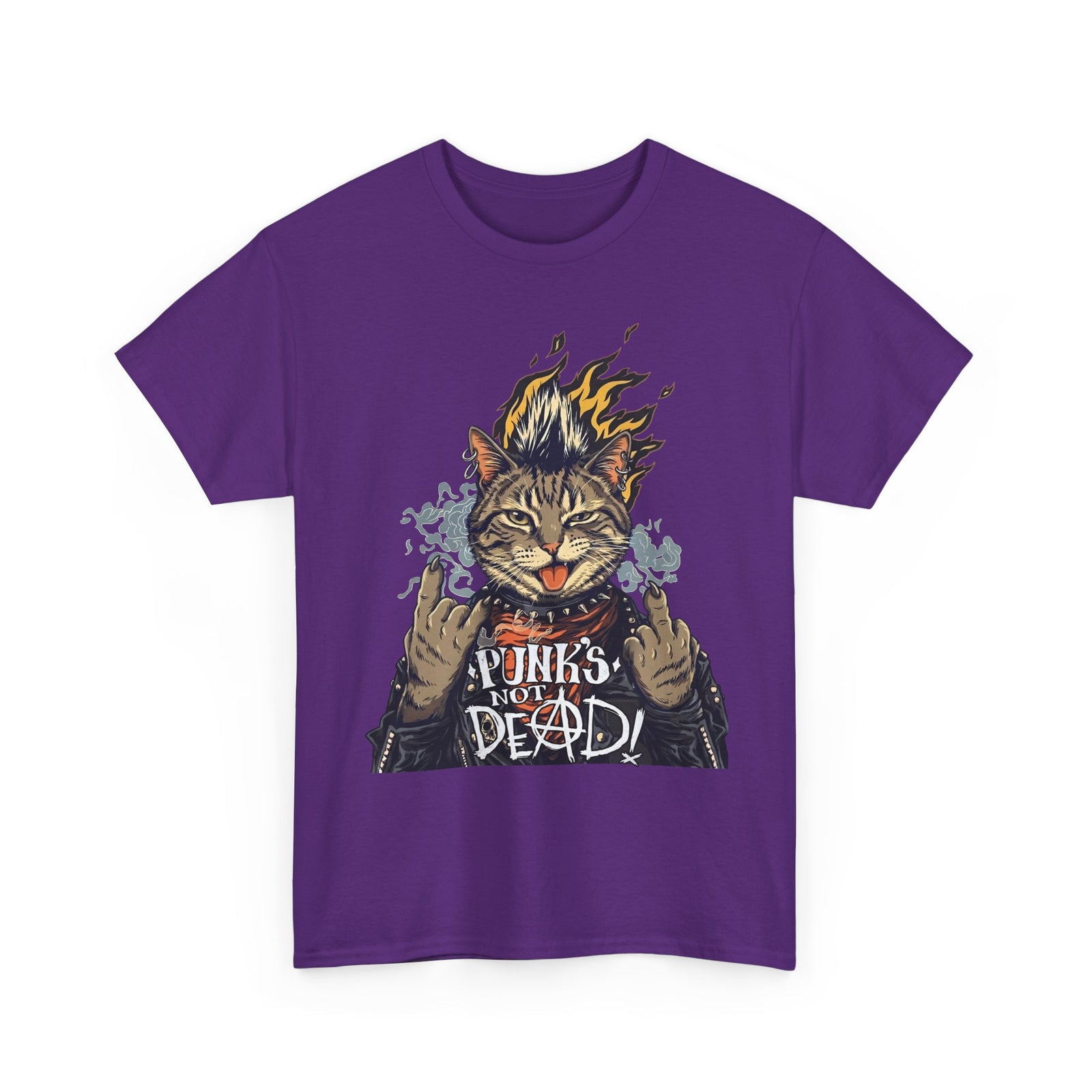 Punks Not Dead Cat T-Shirt — Funny Rebel Punk Rock Tabby Tee
