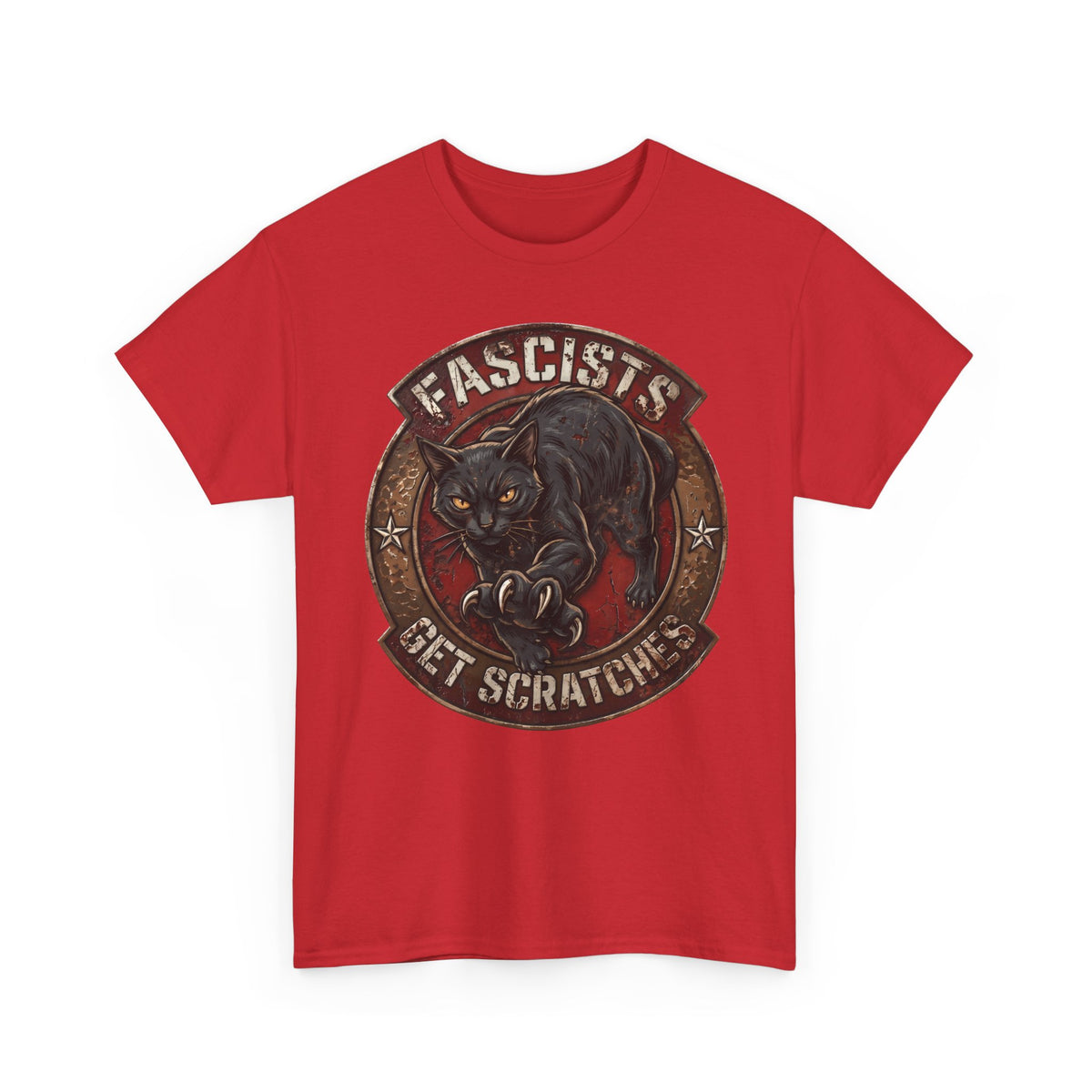 Fascists Get Scratches T-Shirt — Funny Anti-Fascist Black Cat Tee