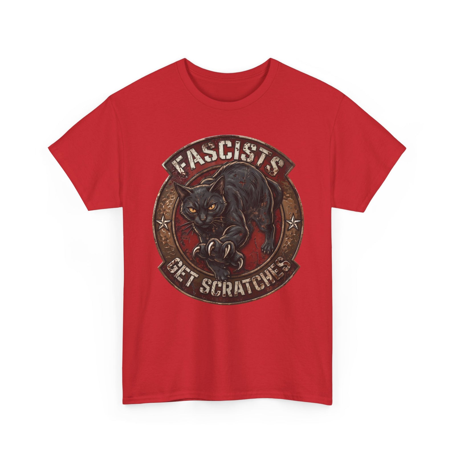 Fascists Get Scratches T-Shirt — Funny Anti-Fascist Black Cat Tee