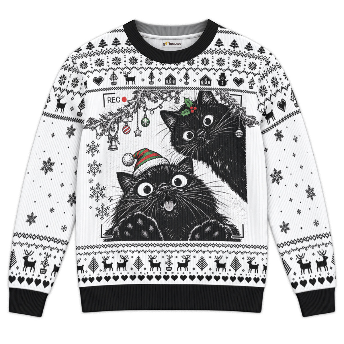 Black Cats Watching Ugly Christmas Sweatshirt