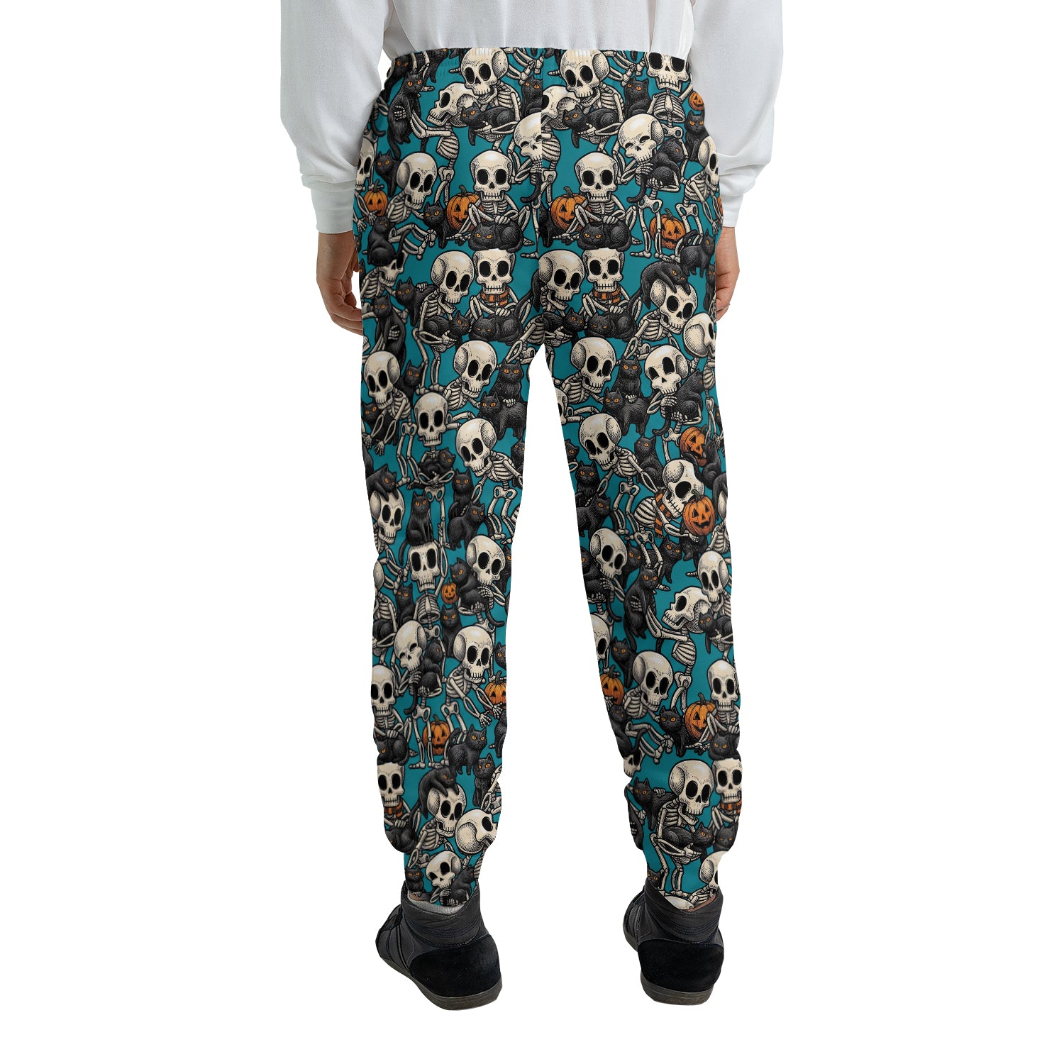 Black Cat Skeleton Halloween Sweatpants