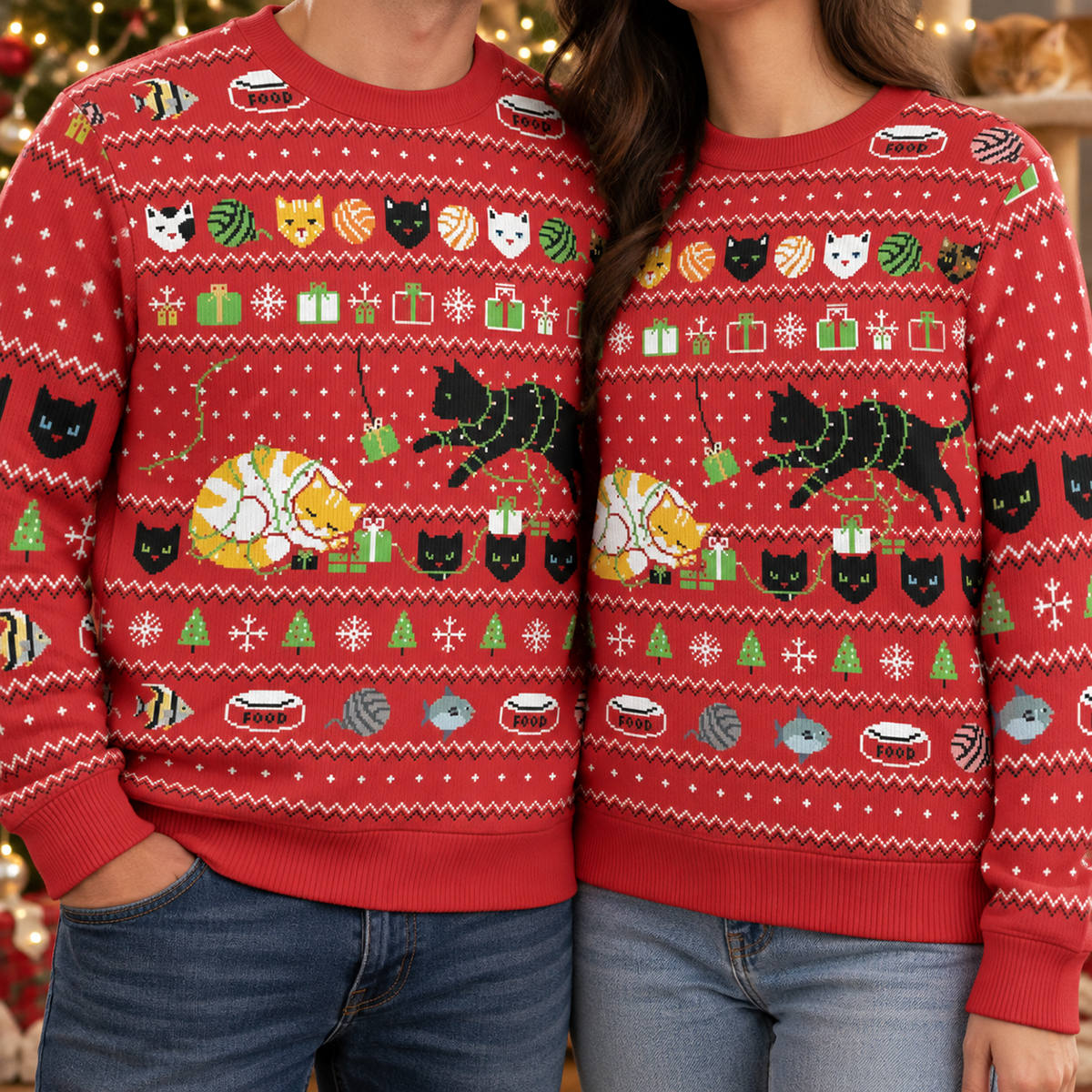 Festive Felines Ugly Christmas Sweatshirt